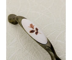 Porcelain handle 728P C=96mm antique brass B-autumn rose