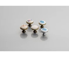 Porcelain knob J4 antique brass B-autumn rose