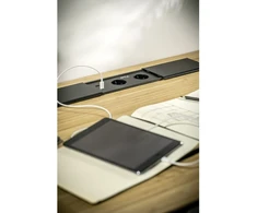 PRESTINO įleidžiamas stalinis ilgintuvas, 2x schuko lizdas, USB A+C, RJ45, HDMI, kabelis 1