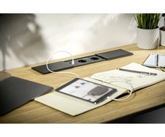 PRESTINO įleidžiamas stalinis ilgintuvas, 2x schuko lizdas, USB A+C, RJ45, HDMI, kabelis 1