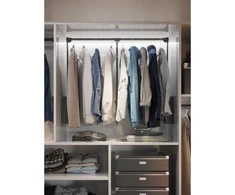 Pull-down wardrobe rail – oil 645mm - 910mm (plieno-100% pilka)