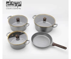 Puodų ir keptuvės rinkinys DSP CA018-S02, 15 dalių, su nepridegančia danga, pilkas