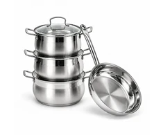 Puodų ir keptuvės rinkinys DSP CS006, 7 dalių, 6,2–9 L puodai, nerūdijančiojo plieno