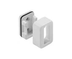 Rectangular socket with end cap, baltas