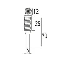 Rotary burr with teeth B, 12x25