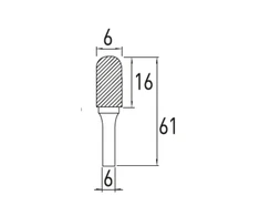 Rounded rotary burr C, 6x16