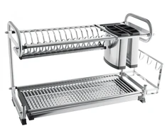 Self-standing two tier dish rack with organizer (inox)