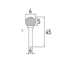 Spherical rotary burr D, 6x5