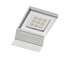 Square LED luminaire for calderon cabinet, 12V, 9 led, warm baltas, satin
