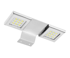 Square LED luminaire for double cabinet calderon, 12V, 18 led, warm baltas, chrome plated
