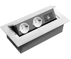Stalinio kompiuterio ilgintuvas, 2x schuko lizdas, 2xUSB, be laido, baltos spalvos