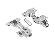 Straight hinge with eccentric adjustment of arm and roller, clip on, without euro screws