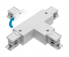 T Reguliuojama jungtis X-RAIL trifazėms šynoms, 166x101 mm, vidinė/išorinė, dešinė, balta