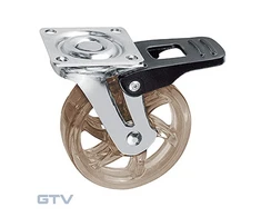 Transparent caster B75 with brake