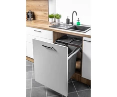 Trash bin for cabinet 400mm, front mounting, side mounting, slide H45, anthracite