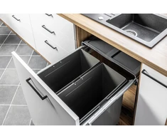 Trash bin for cabinet 400mm, front mounting, side mounting, slide H45, anthracite