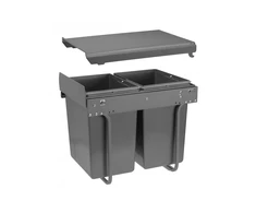 Trash bin on guide H45 for cabinet 400mm 2x20l anthracite