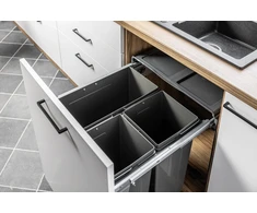 Trash bin with front mounting on slide H45 34l+2x17l for cabinet 600 mm anthracite