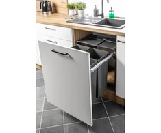 Trash bin with front mounting on slide H45 34l+2x17l for cabinet 600 mm anthracite