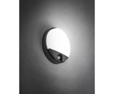 TULON luminaire with motion sensor, LED, 15W, 1350lm, 4000K, AC220-240V, IP54, round, blac