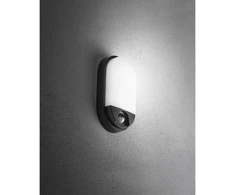 TULON luminaire with motion sensor, LED, 15W, 1350lm, 4000K, AC220-240V, IP54, oval, juodas