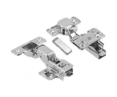 Twin hinge with eccentric adjustment of arm and roller, clip on, without euro screws