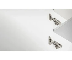 Twin hinge with eccentric adjustment of arm and roller, clip on, without euro screws