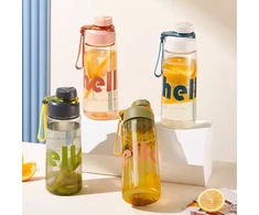 Vandens gertuvė su sieteliu, Hello, 650 ml, rožinė