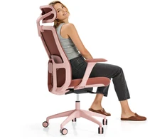 Biuro kėdė Desktronic SitOne Rožinė, 4D porankiai, 6 reguliuojami taškai, BIFMA sertifikatas