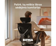 Biuro kėdė Desktronic SitPro Juoda, 3D porankiai, 10 reguliuojamų taškų, BIFMA sertifikatas