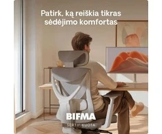 Biuro kėdė Desktronic SitPro Pilka, 3D porankiai, 10 reguliuojamų taškų, BIFMA sertifikatas