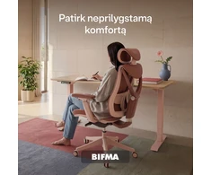 Biuro kėdė Desktronic SitPro Rožinė, 3D porankiai, 10 reguliuojamų taškų, BIFMA sertifikatas