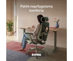 Biuro kėdė Desktronic SitPro Žalia, 3D porankiai, 10 reguliuojamų taškų, BIFMA sertifikatas