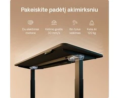 Elektrinis reguliuojamo aukščio stalas Desktronic HomeOne Juodas/Juodas, 140x70cm, Dvigubas motoras, USB ir USB-C įkrovimo lizdai