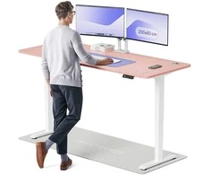 Elektrinis reguliuojamo aukščio stalas Desktronic HomePro Baltas/Rožinis, 200x80cm, Dvigubas motoras, USB ir USB-C įkrovimo lizdai