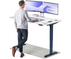 Elektrinis reguliuojamo aukščio stalas Desktronic HomePro Mėlynas/Baltas, 160x80cm, Dvigubas motoras, USB ir USB-C įkrovimo lizdai