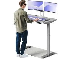 Elektrinis reguliuojamo aukščio stalas Desktronic HomeOne Pilkas/Pilkas, 120x60cm, Dvigubas motoras, USB ir USB-C įkrovimo lizdai
