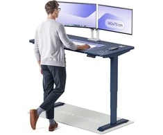 Elektrinis reguliuojamo aukščio stalas Desktronic HomePro Mėlynas/Mėlynas, 140x70cm, Dvigubas motoras, USB ir USB-C įkrovimo lizdai
