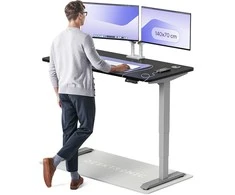 Elektrinis reguliuojamo aukščio stalas Desktronic HomePro Pilkas/Juodas, 140x70cm, Dvigubas motoras, USB ir USB-C įkrovimo lizdai