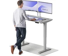 Elektrinis reguliuojamo aukščio stalas Desktronic HomePro Pilkas/Pilkas, 120x60cm, Dvigubas motoras, USB ir USB-C įkrovimo lizdai