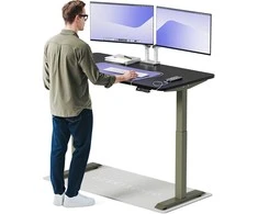 Elektrinis reguliuojamo aukščio stalas Desktronic HomeOne Žalias/Juodas, 140x70cm, Dvigubas motoras, USB ir USB-C įkrovimo lizdai