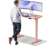 Elektrinis reguliuojamo aukščio stalas Desktronic HomePro Rožinis/Rožinis, 120x60cm, Dvigubas motoras, USB ir USB-C įkrovimo lizdai