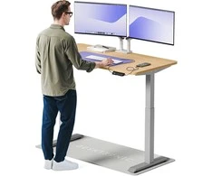 Elektrinis reguliuojamo aukščio stalas Desktronic HomeOne Pilkas/Ąžuolas, 140x70cm, Dvigubas motoras, USB ir USB-C įkrovimo lizdai