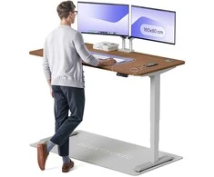 Elektrinis reguliuojamo aukščio stalas Desktronic HomePro Pilkas/Riešutmedis, 160x80cm, Dvigubas motoras, USB ir USB-C įkrovimo lizdai