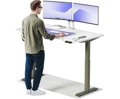Elektrinis reguliuojamo aukščio stalas Desktronic HomeOne Žalias/Baltas, 160x80cm, Dvigubas motoras, USB ir USB-C įkrovimo lizdai
