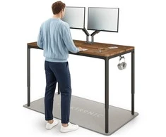 Elektrinis Reguliuojamo Aukščio Stalas Desktronic HomeMax Juodas/Riešutmedis, 160x80cm, Keturi varikliai, Magnetinis kabelių laikiklis