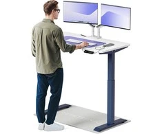 Elektrinis reguliuojamo aukščio stalas Desktronic HomeOne Mėlynas/Baltas, 120x60cm, Dvigubas motoras, USB ir USB-C įkrovimo lizdai