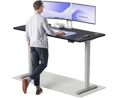 Elektrinis reguliuojamo aukščio stalas Desktronic HomePro Pilkas/Juodas, 180x80cm, Dvigubas motoras, USB ir USB-C įkrovimo lizdai