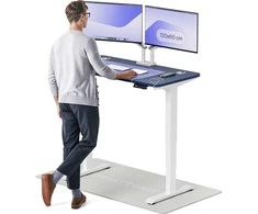 Elektrinis reguliuojamo aukščio stalas Desktronic HomePro Baltas/Mėlynas, 120x60cm, Dvigubas motoras, USB ir USB-C įkrovimo lizdai