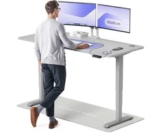 Elektrinis reguliuojamo aukščio stalas Desktronic HomePro Pilkas/Pilkas, 180x80cm, Dvigubas motoras, USB ir USB-C įkrovimo lizdai